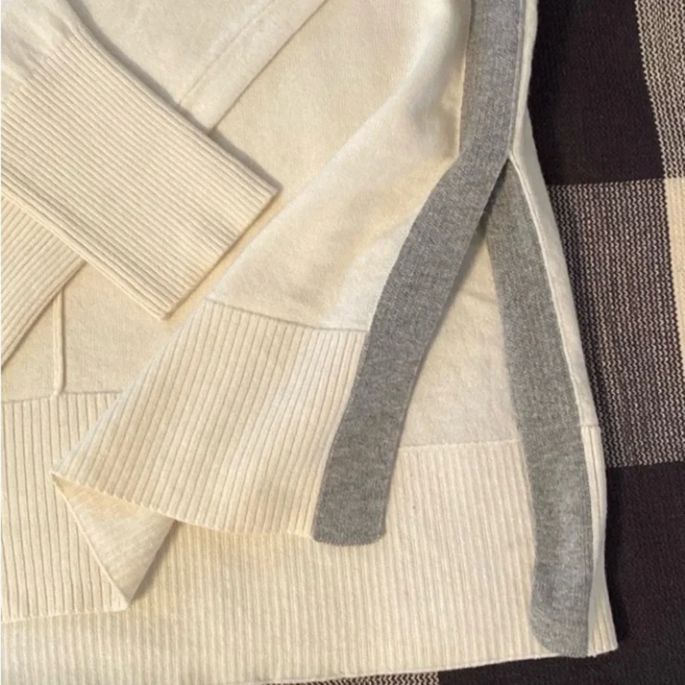 Boden Cream and Gray Crew Neck Sweater